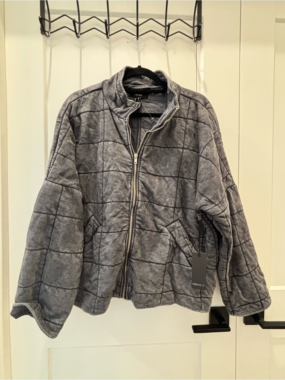 Forever 21 Gray Quilted Zip-Up Jacket